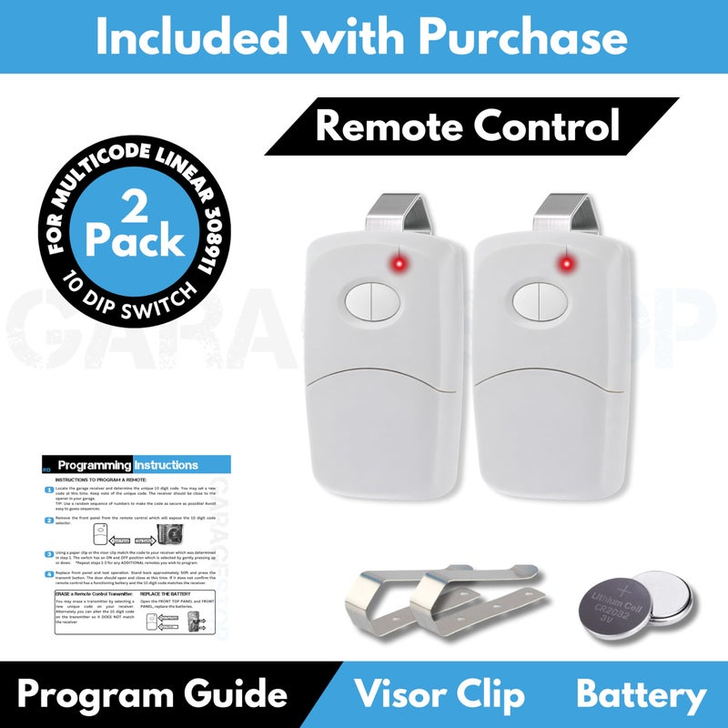 GARAGE STOP 2 for Linear Multi Code Garage Door Opener Remote 3089 MCS412001 2 Button - Image 4